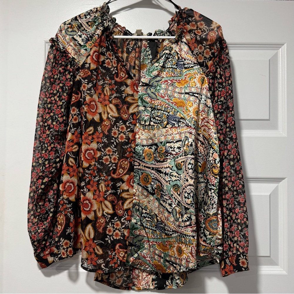 Umgee Multicolor Patchwork Blouse - image 3